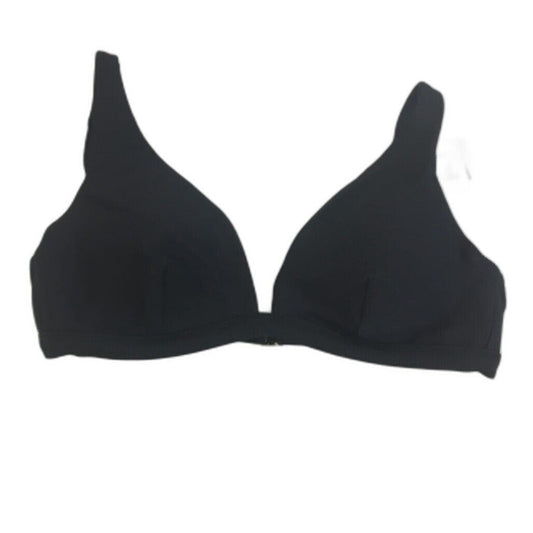 Milea Black Ribbed Swim Summer Beach Ladies Cup D Bikini Top Size 12 NEW