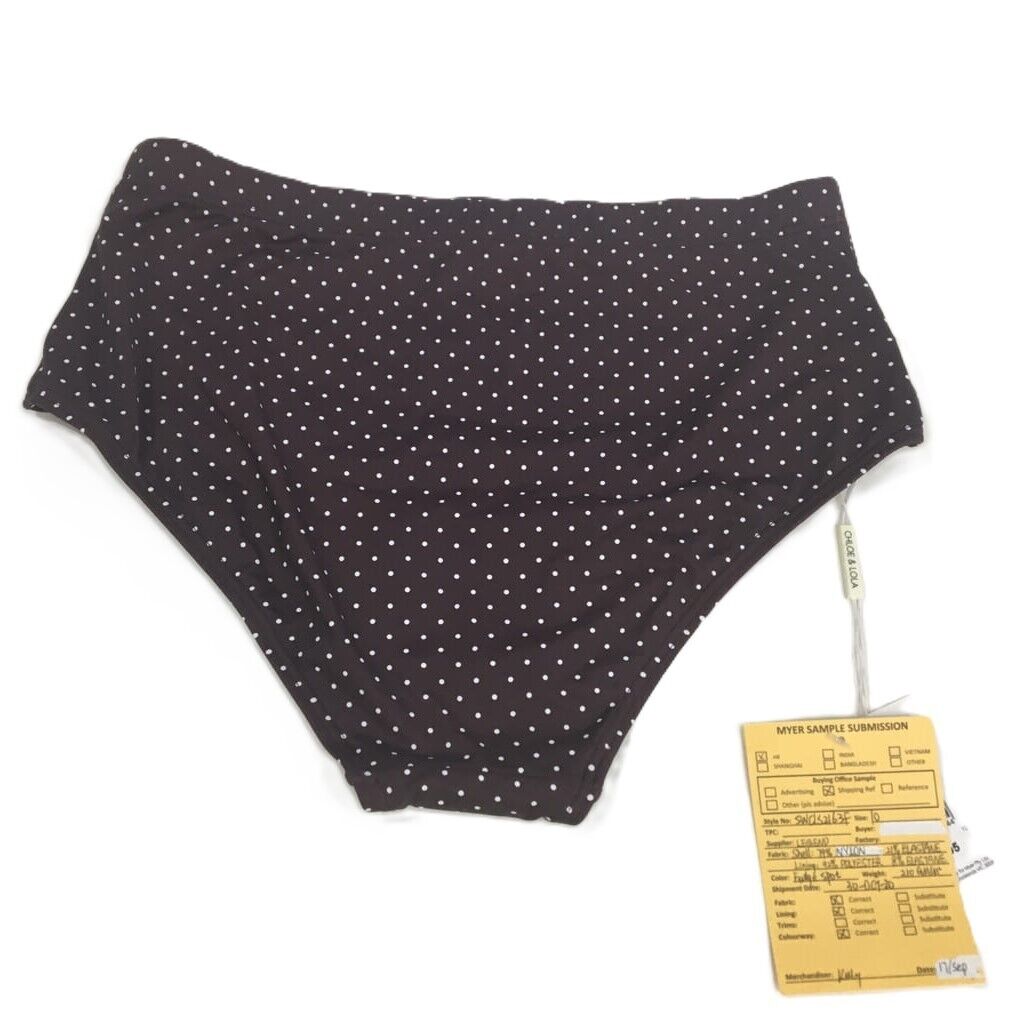 Chloe and Lola Polka Dot Brown Summer Ladies Bikini Bottom Size 10 NEW