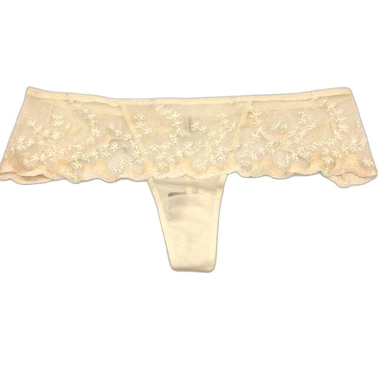 Wolford Off-White Floral Lace String Thong Cheeky Underwear Ladies Sz Medium NEW