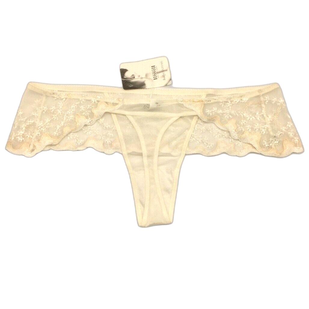 Wolford Off-White Floral Lace String Thong Cheeky Underwear Ladies Sz Medium NEW