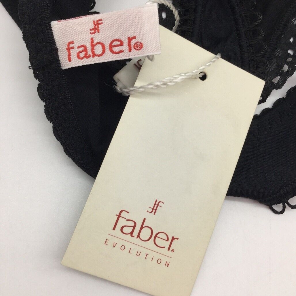 Faber Black Lace Soft Ribbon String Thong Underwear Ladies Size Italy 3/L NEW