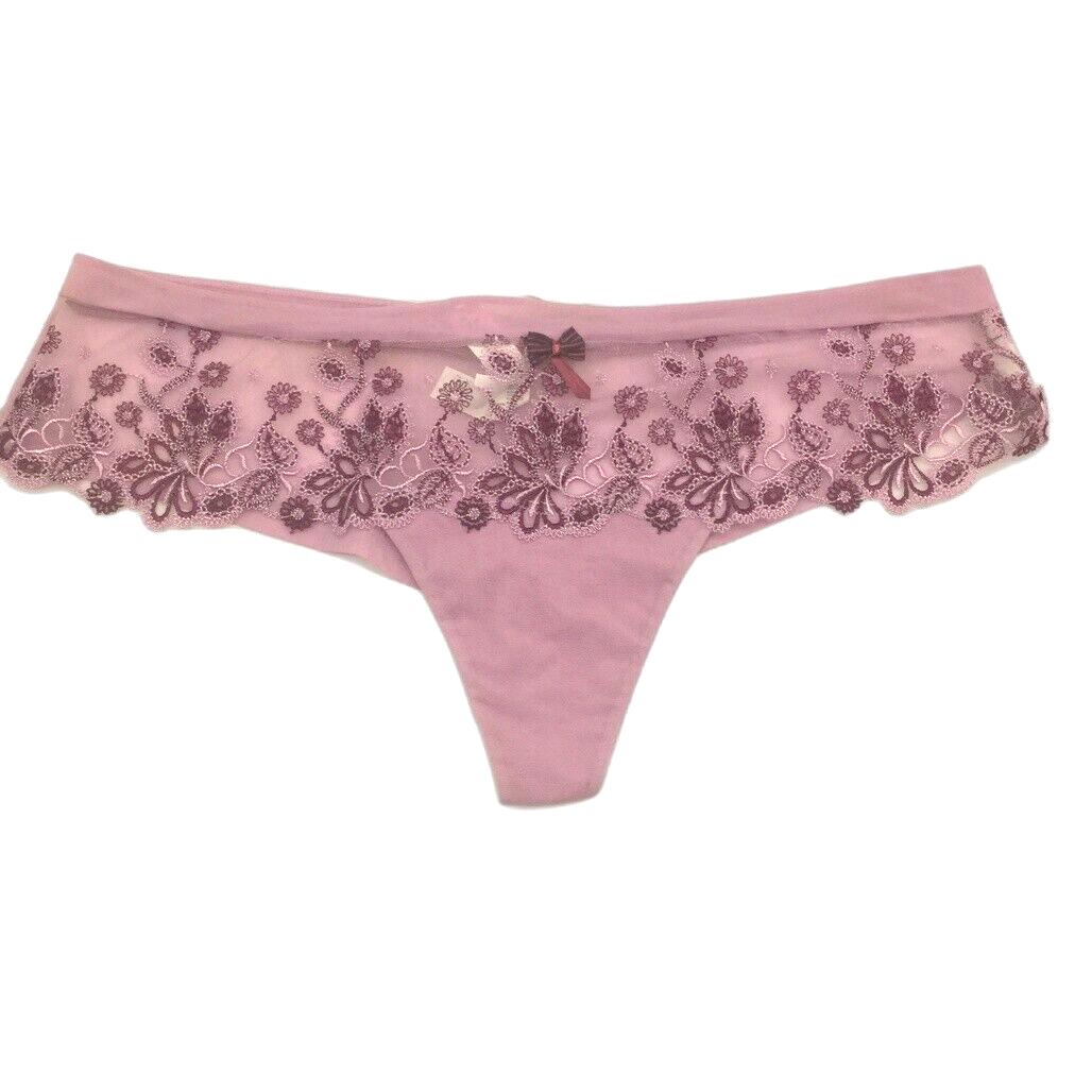 Cotton Club Purple Floral Embroidered Cheeky Underwear Ladies Size I4/XL NEW