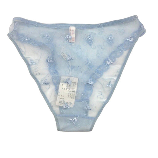 Faber Bright Blue Sheer Mesh Embroidered Bikini Underwear Ladies Size I3 / L NEW