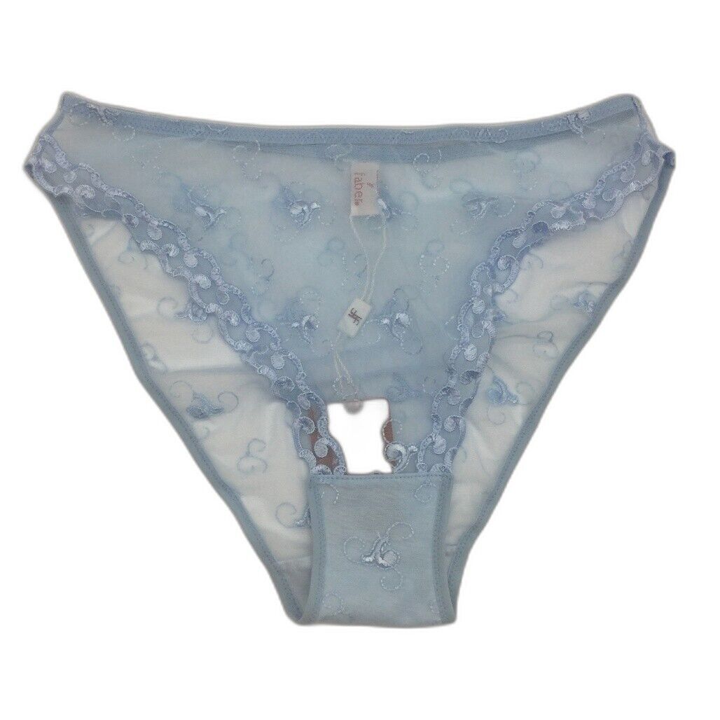 Faber Bright Blue Sheer Mesh Embroidered Bikini Underwear Ladies Size I3 / L NEW