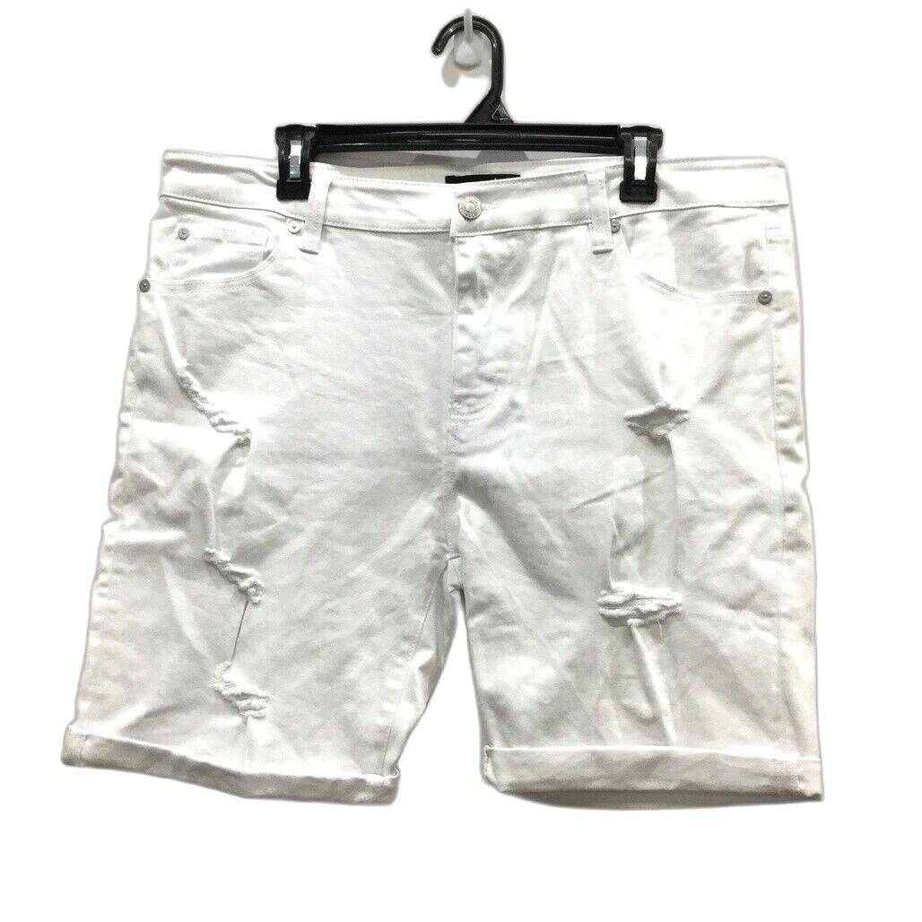 JayJays White Slim Ripped Button Zip-Up Shorts Recycled Polyester Mens Sz 38 NEW