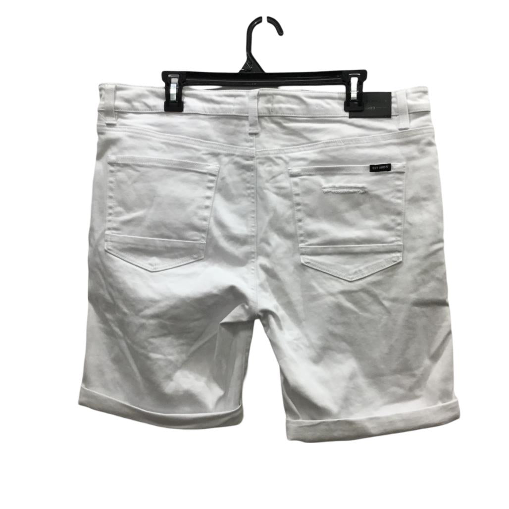 JayJays White Slim Ripped Button Zip-Up Shorts Recycled Polyester Mens Sz 38 NEW