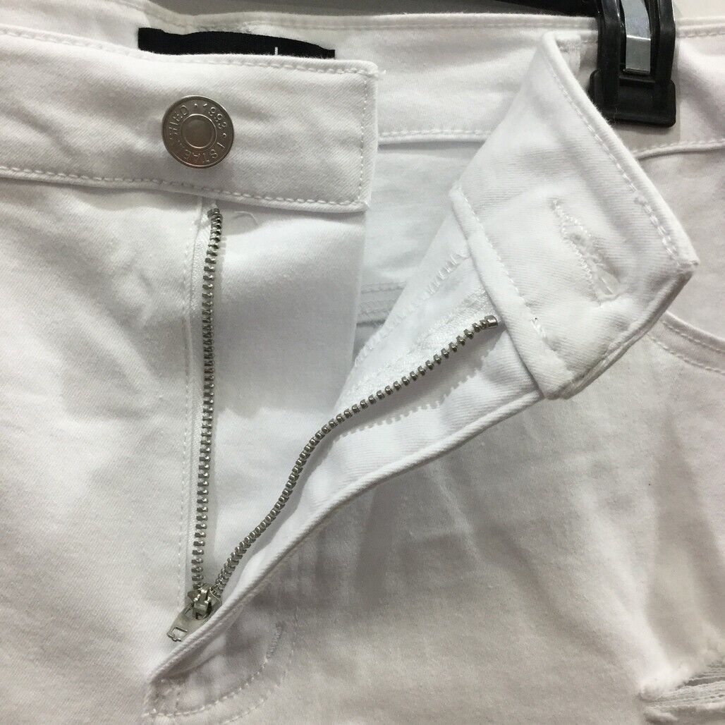 JayJays White Slim Ripped Button Zip-Up Shorts Recycled Polyester Mens Sz 38 NEW