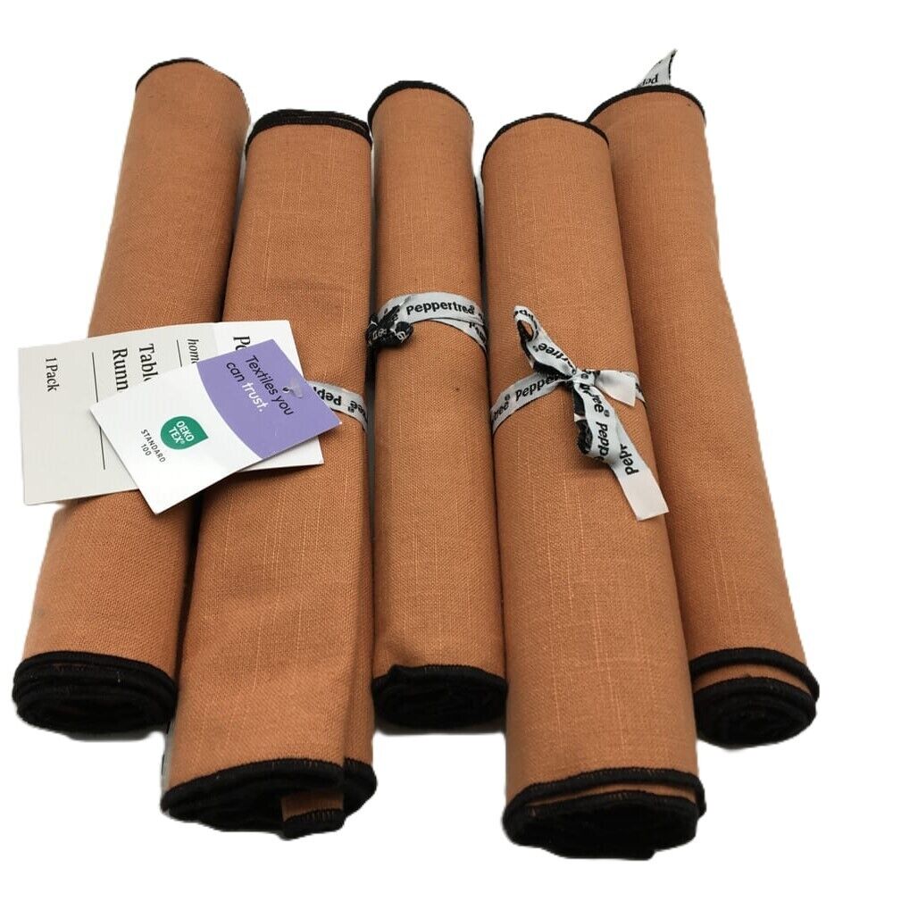 Peppertree Set of 5 Cotton Terracotta Table Runners Size 1.50cmx33cm NEW