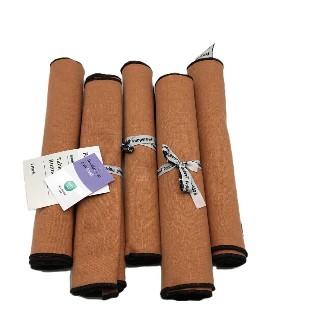 Peppertree Set of 5 Cotton Terracotta Table Runners Size 1.50cmx33cm NEW