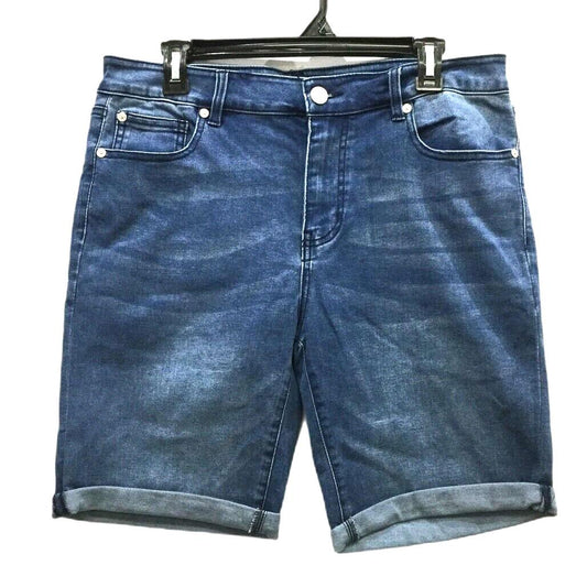 JayJays Dark Blue Slim Zip-Up Button Distressed Shorts Mens Size 33 NEW