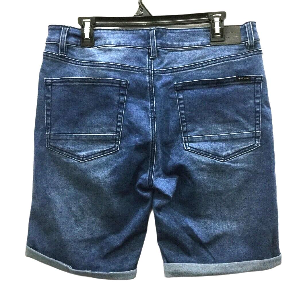 JayJays Dark Blue Slim Zip-Up Button Distressed Shorts Mens Size 33 NEW