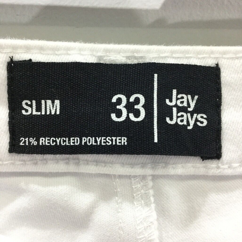 JayJays White Slim Zip-Up Recycled Polyester Buttoned Shorts Mens Size 33 NEW