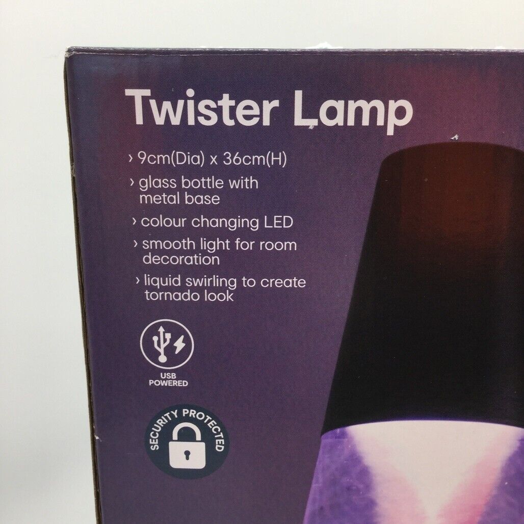 Colour Changing LED Twister Lamp Glass Bottle Metal Base Smooth Light NEW