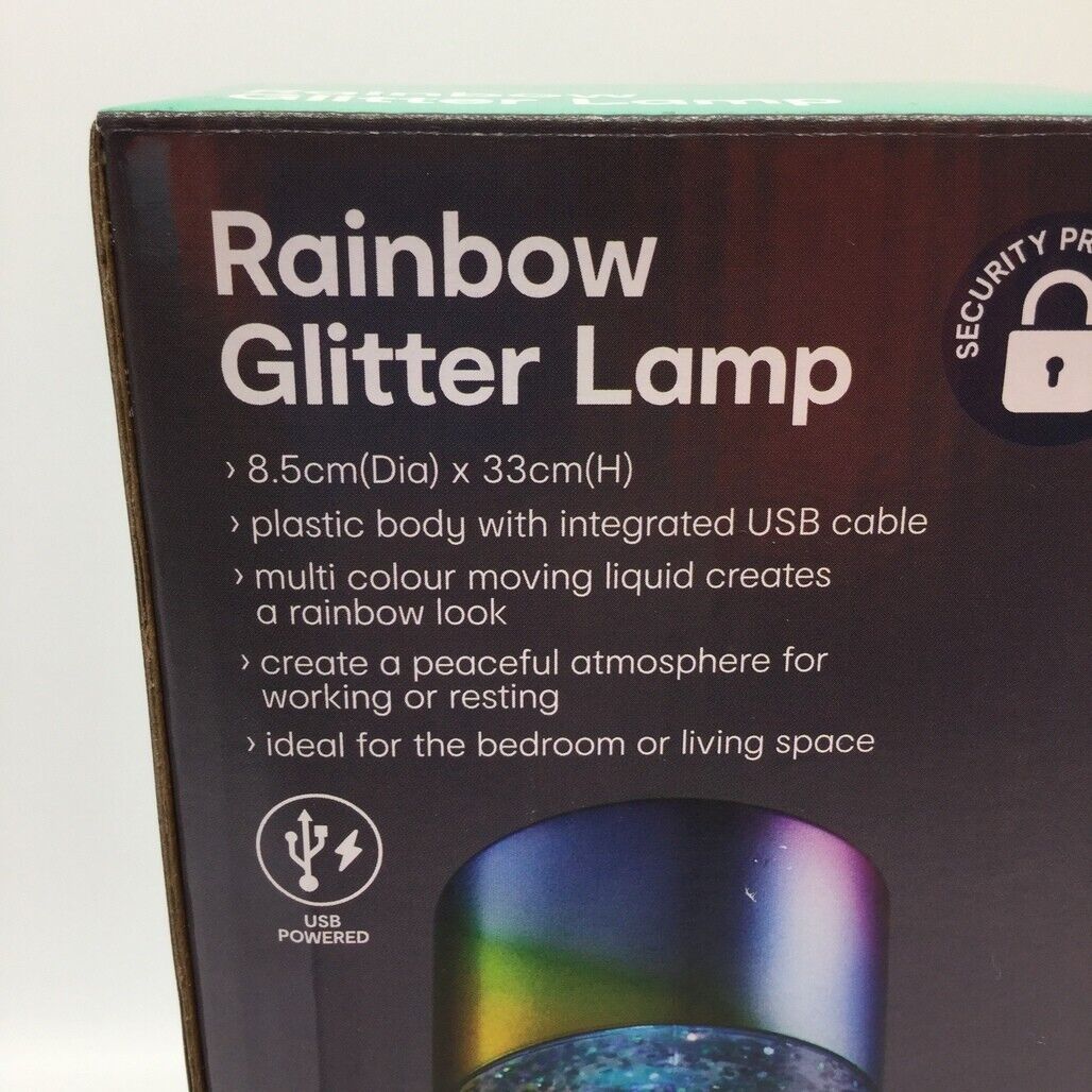 Rainbow Glitter Lamp Plastic Body Integrated USB Cable for Relaxed Spaces NEW