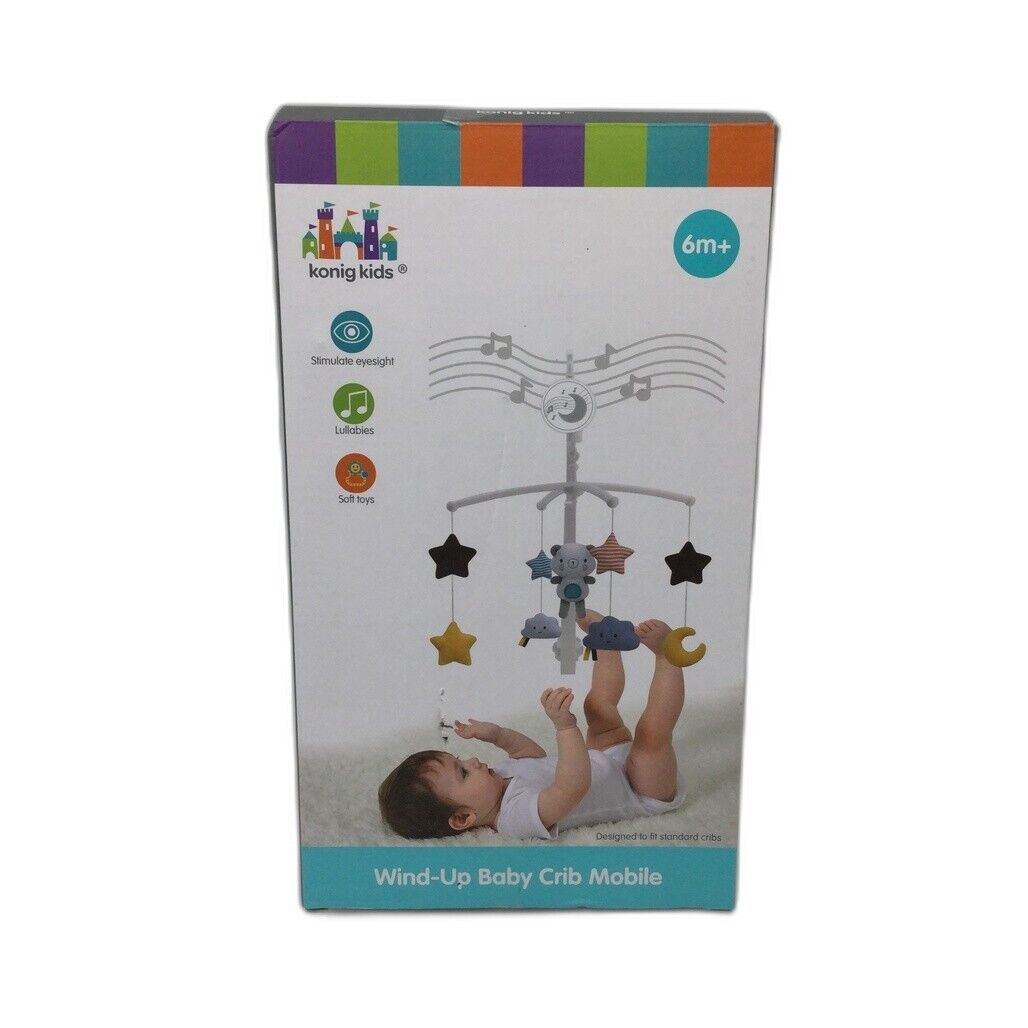 Konig Kids Wind-Up Music Baby Crib Mobile Soft Plush Toys Lullabies NEW