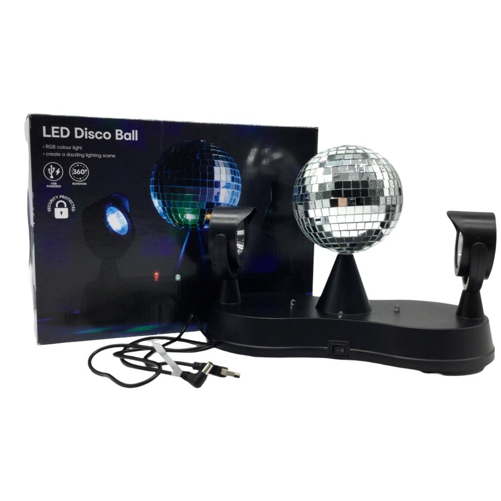 LED Spinning Disco Ball Lights 360 Degree Rotation USB Powered Party Light NEW