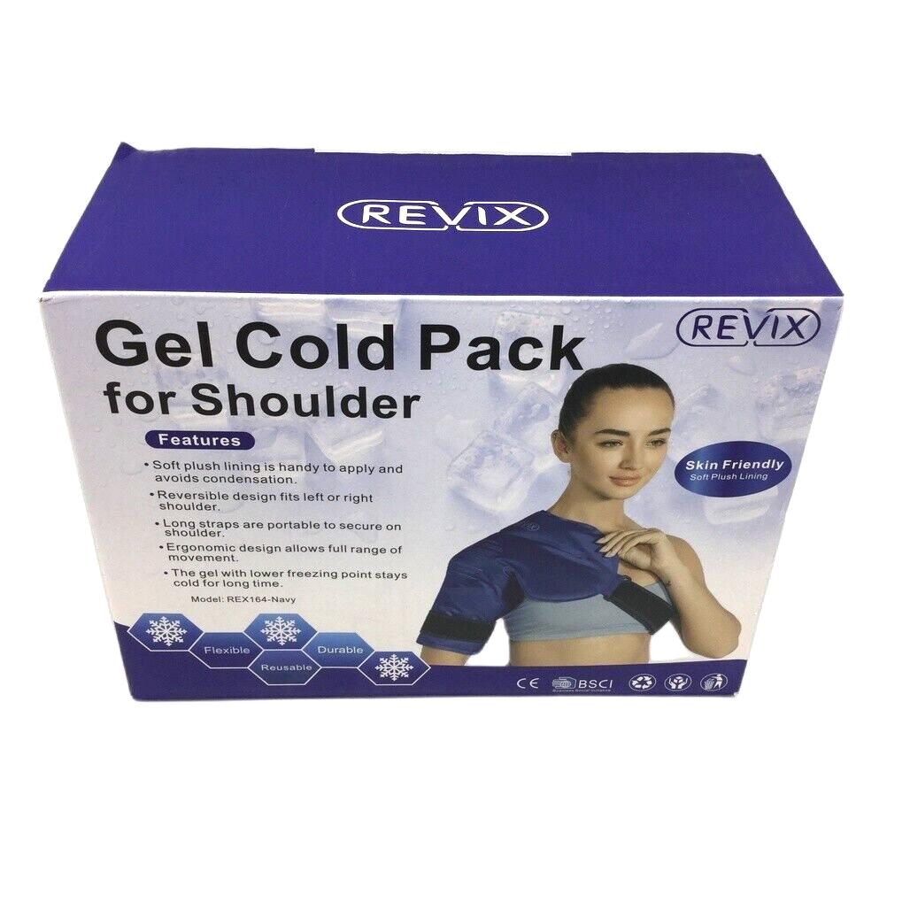 Revix Gel Cold Pack for Shoulder Soft Plush Lining Reversible Design Navy NEW