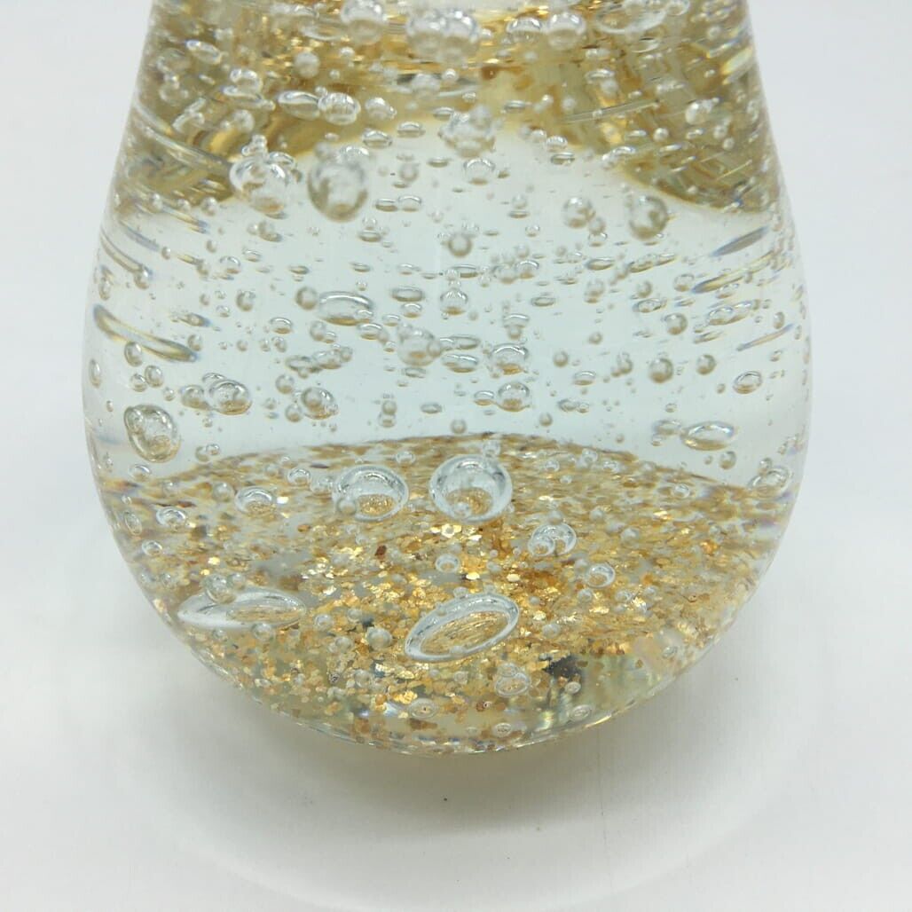 Collectable Art Glass Pear Shape Gold Glitter Paperweight By Madras Link 13Cm