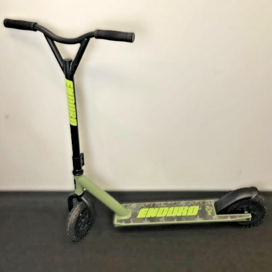 Exdisplay Enduro Trick Ride Dirt Inline Scooter W/ Pneumatic Tyres Green/Blk NEW