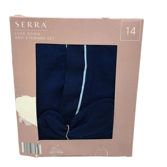 Serra Luxe Gown With Waist Tie And Eye Mask Set Blue Size 14 NEW