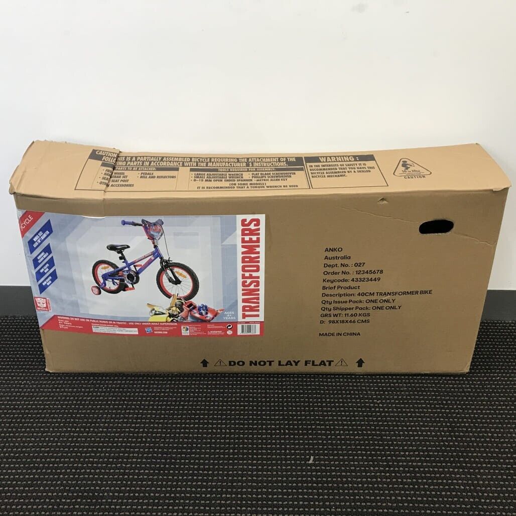 Brand NEW 40Cm Transformers Red & Blue Kids Bike W/ Training Wheels *P/Up Only