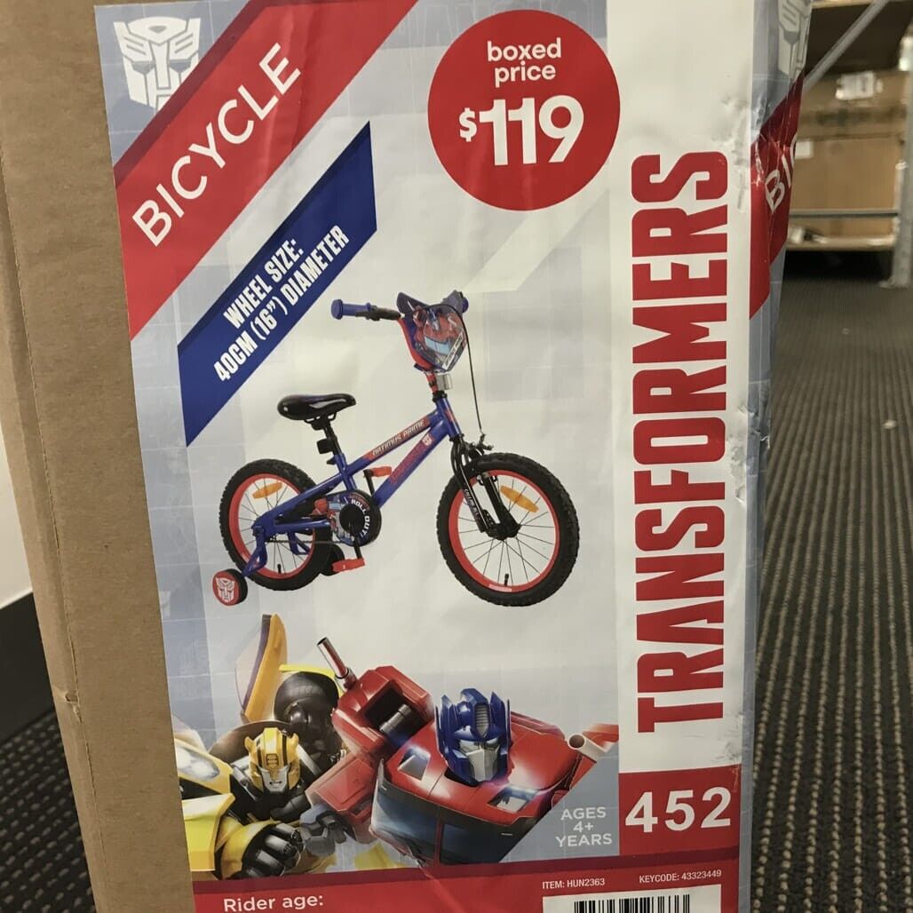 Brand NEW 40Cm Transformers Red & Blue Kids Bike W/ Training Wheels *P/Up Only