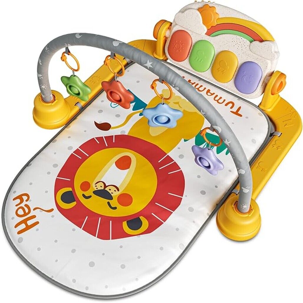 NEW TUMAMA Baby Play Activity Mat w/ Hanging Stars Light-Up Kick & Play Piano