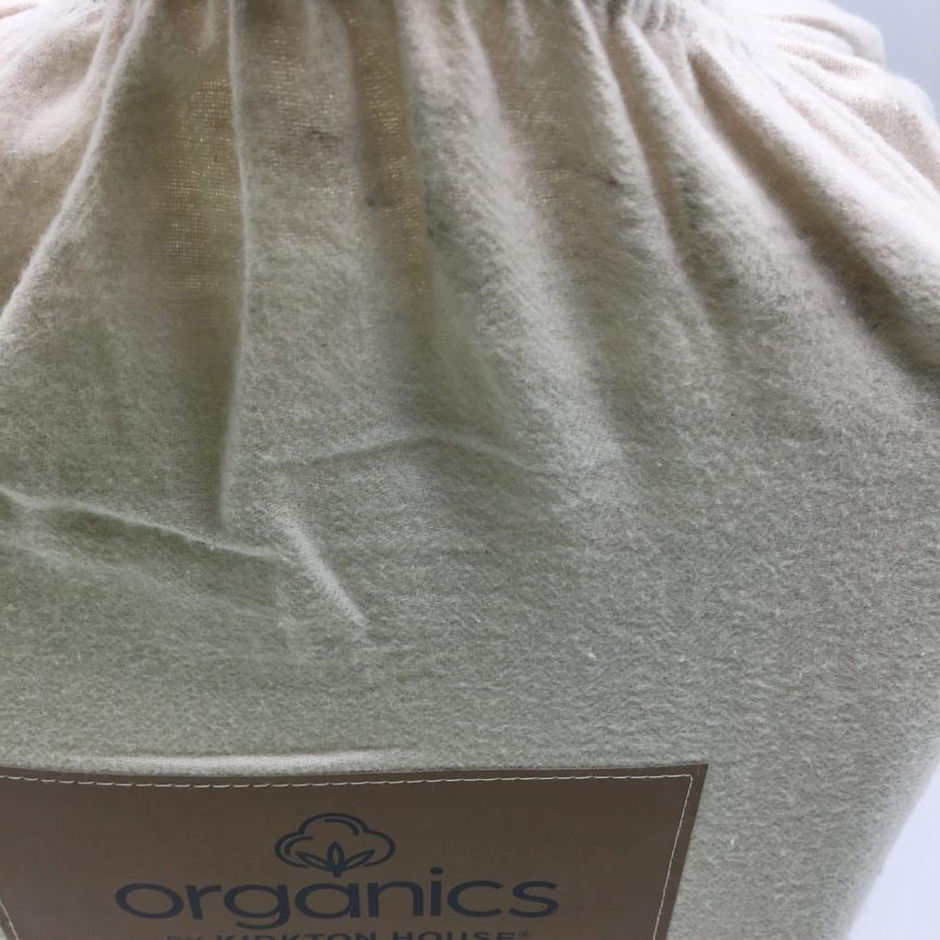 Organics by Kirkton House Flannelette Fitted Ivory Sheet Set QUEEN Bed NEW
