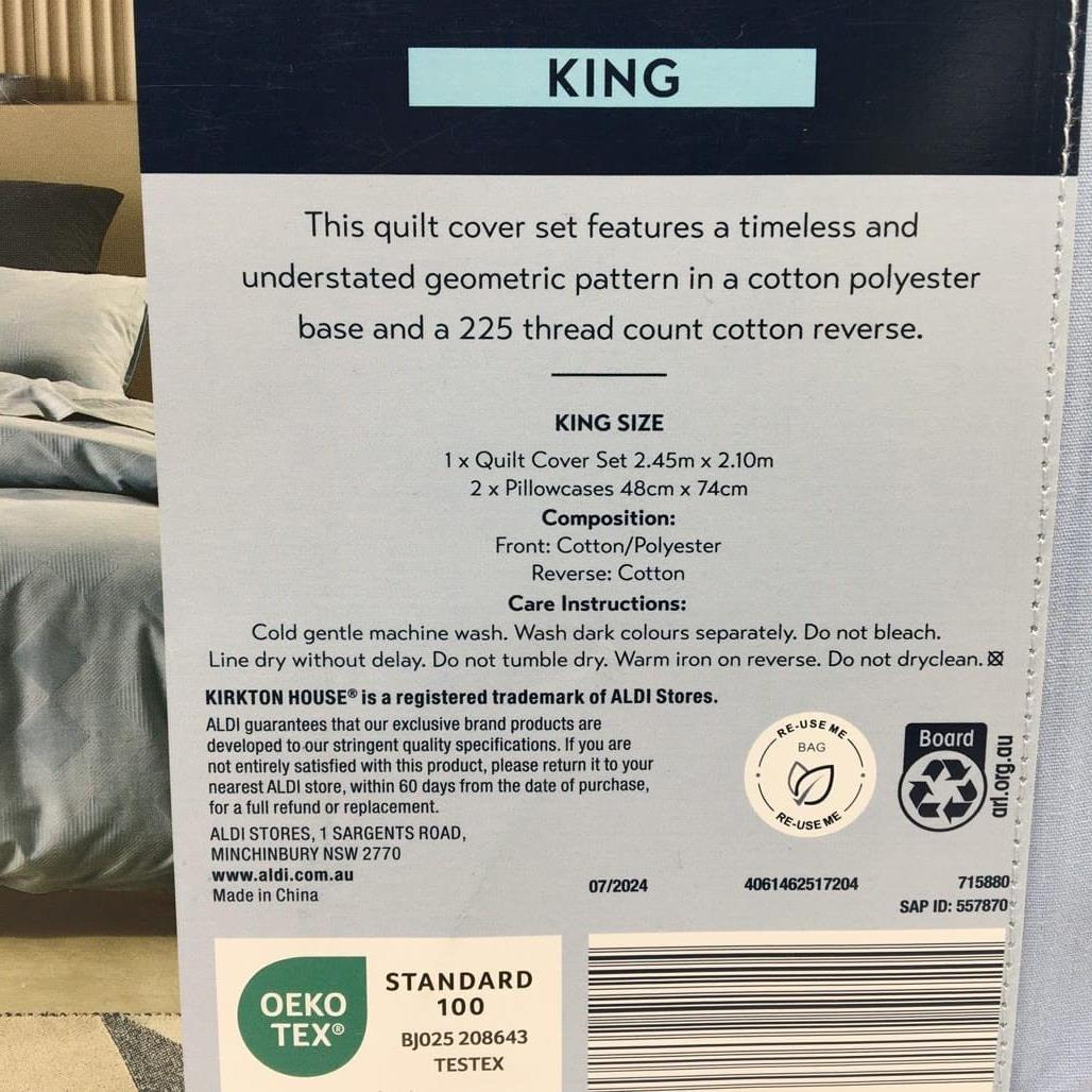 NEW Kirkton House 2 X Patterned Blue Quilt Cover Sets Inc 2 Pillowcases KING