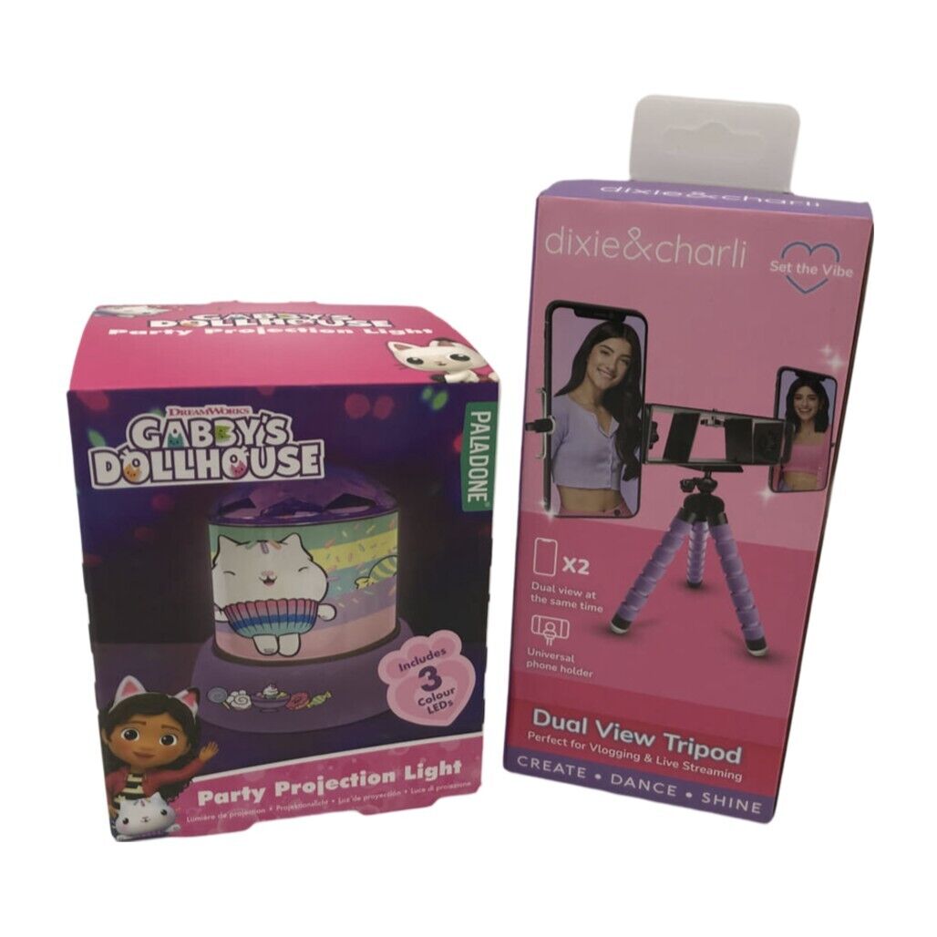 Vlogging Dual View Tripod & Party Projection Light Purple Girls Bundle NEW