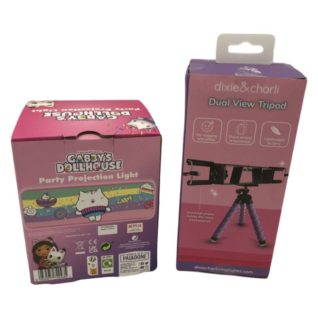 NEW Vlogging Dual View Tripod & Party Projection Light Purple Girls Bundle