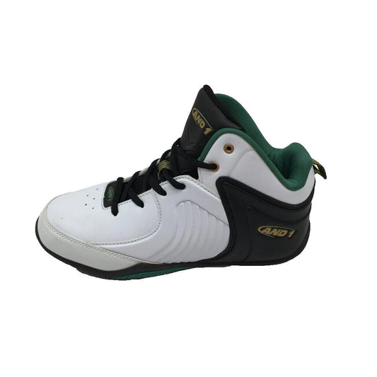 AND1 Tsunami White Black & Green Basketball Sneaker Shoes Mens Size 6 NEW