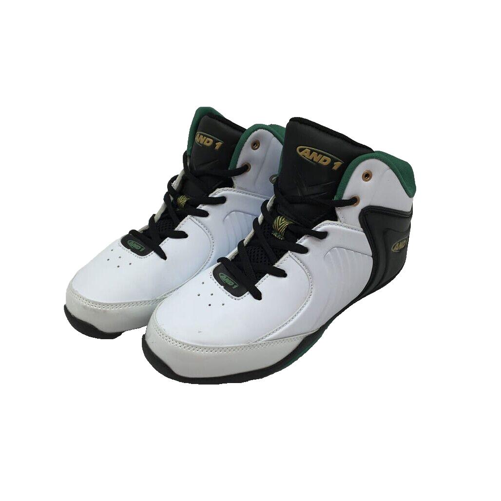 AND1 Tsunami White Black & Green Basketball Sneaker Shoes Mens Size 6 NEW