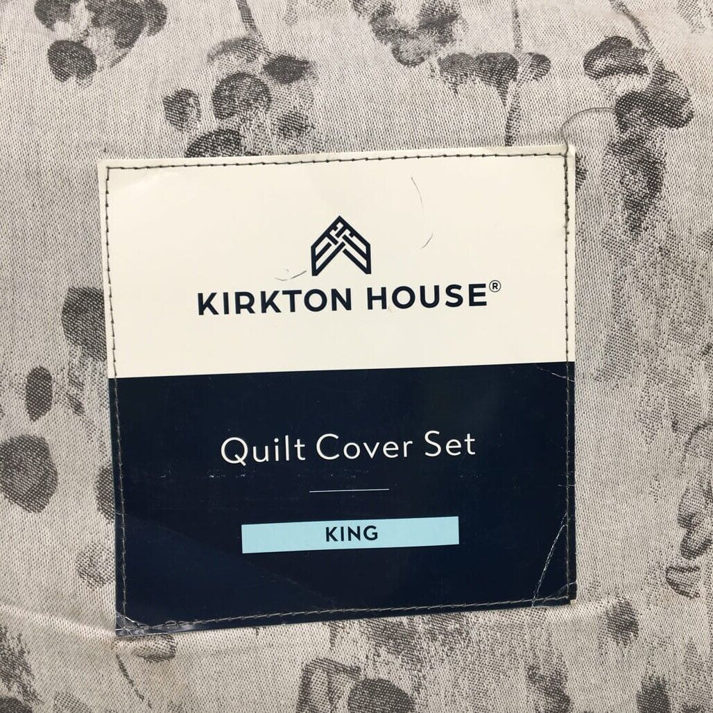 Kirton House Grey Patterned Quilt Cover Set Inc 2 Pillowcases KING NEW