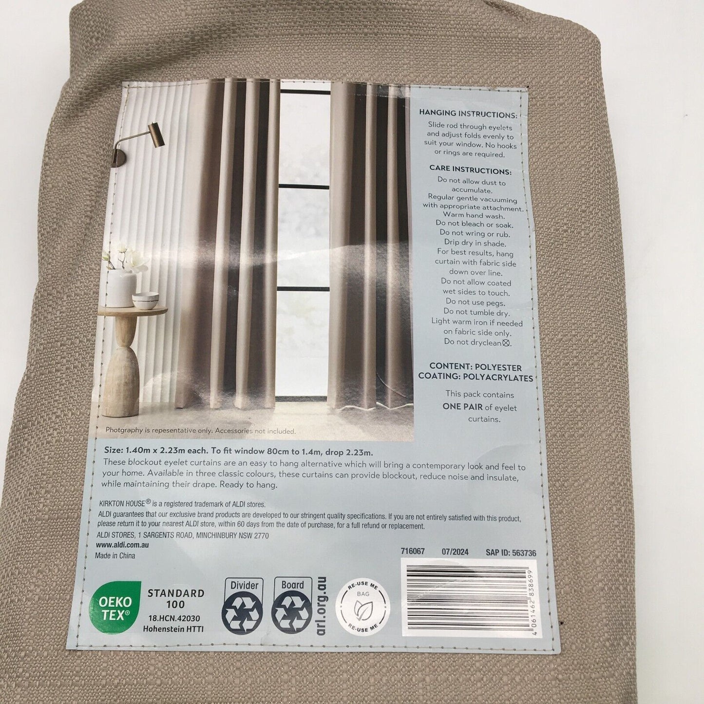 Kirkton House Beige Blockout Curtains Eyelet 2 pack NEW