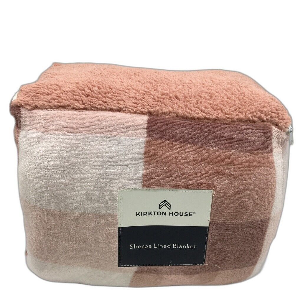 Kirkton House Sherpa Checkered Pink Lined Blanket 2.40X2.50m NEW