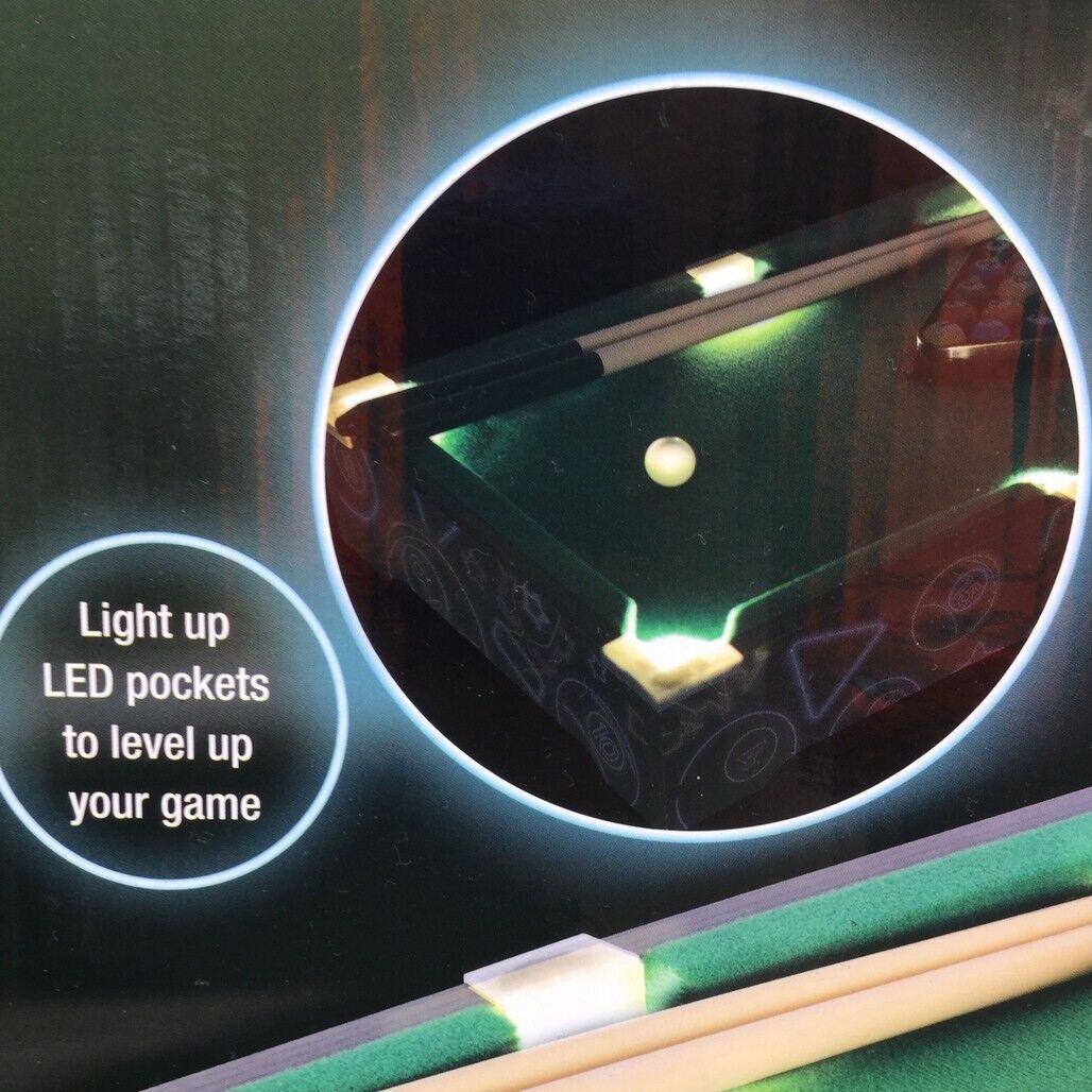 Reed Light Up Mini Pool Table w/ Balls, Cues, Triangle & Felt Brush NEW