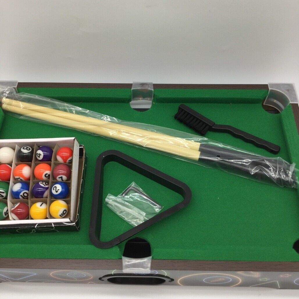 Reed Light Up Mini Pool Table w/ Balls, Cues, Triangle & Felt Brush NEW