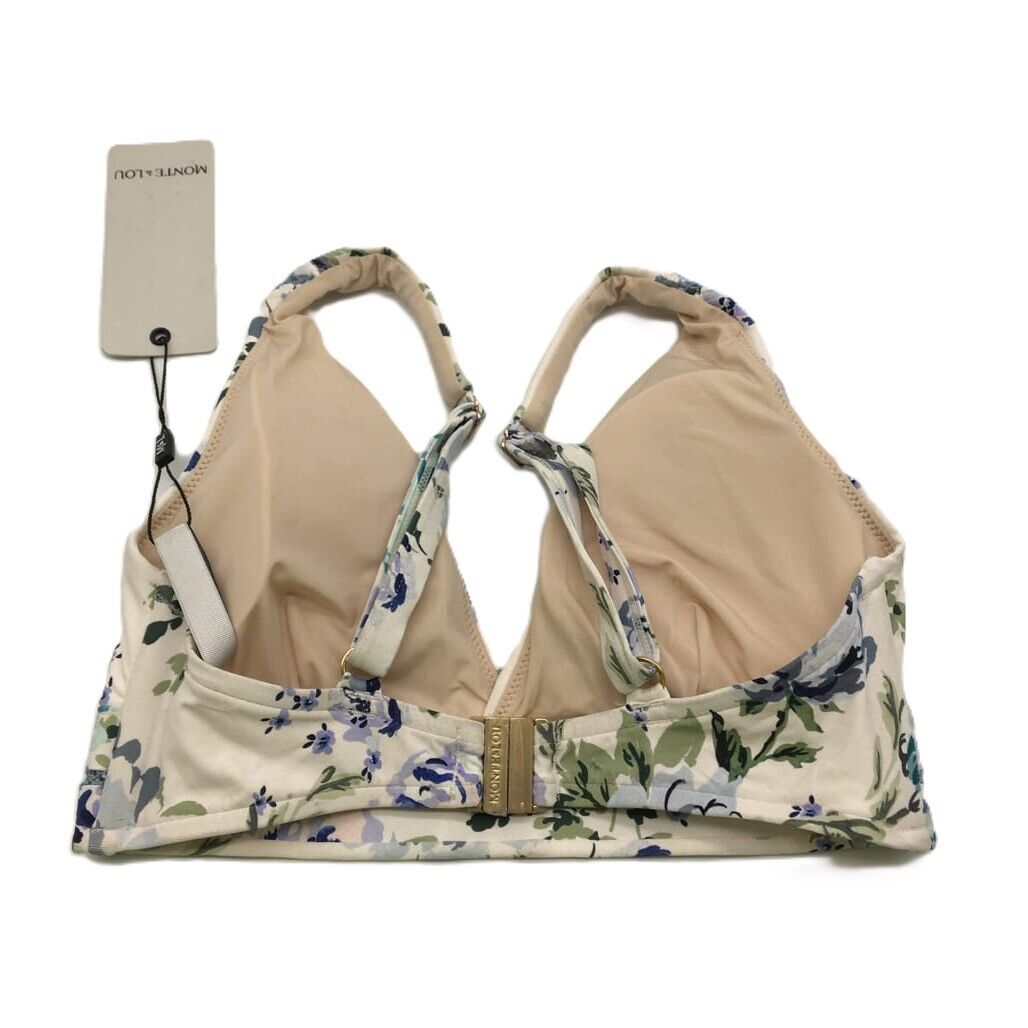 Monte and Lu Dreamweaver Soft Floral Cream Bikini Swim Top Size 8 DD Cup NEW