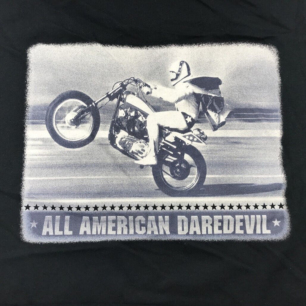 Jeanswest Evel Knievel Graphic Print Cotton Black T-Shirt Mens Size Medium NEW