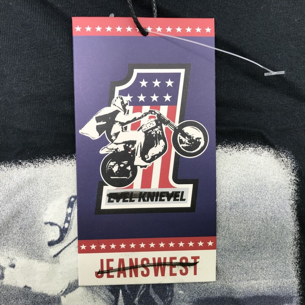 Jeanswest Evel Knievel Graphic Print Cotton Black T-Shirt Mens Size Medium NEW