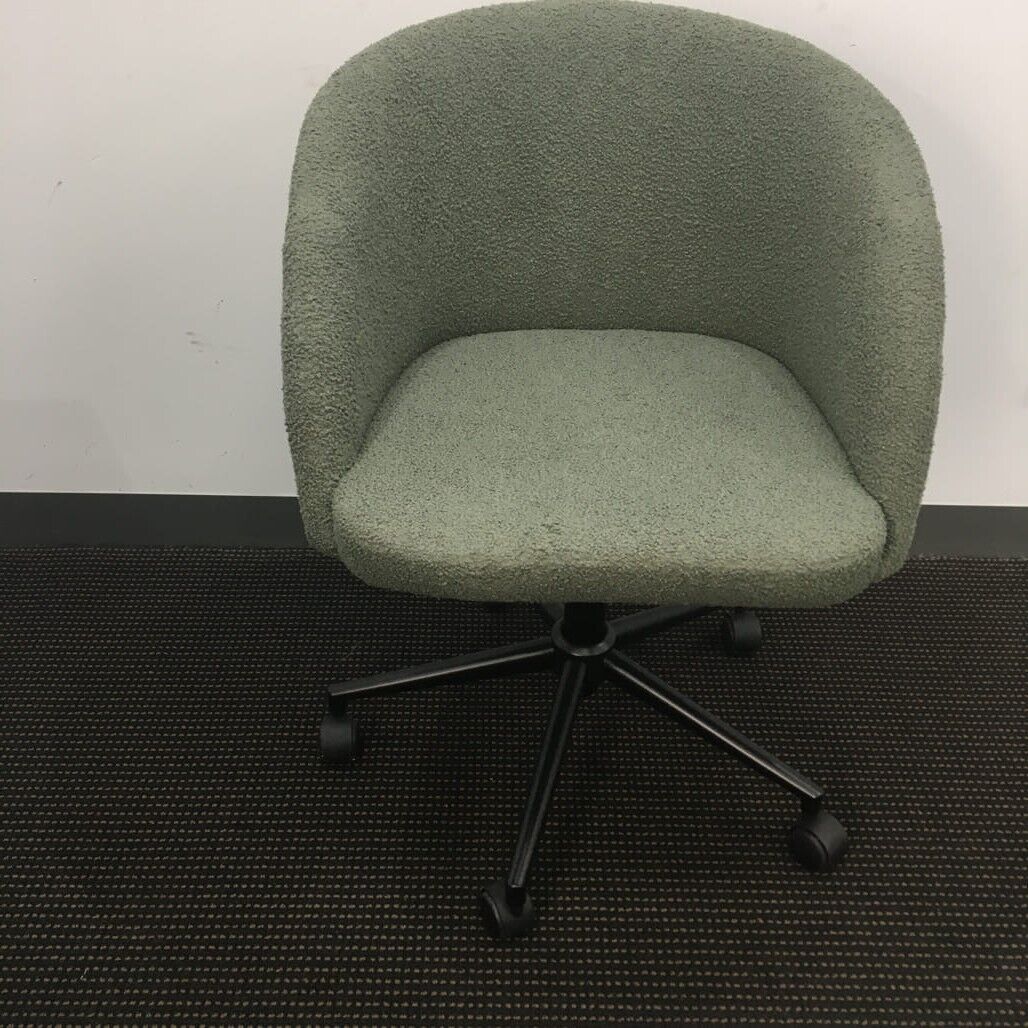 Ex-Display Boucle Green Swivel Adjustable Home Student Office Chair NEW