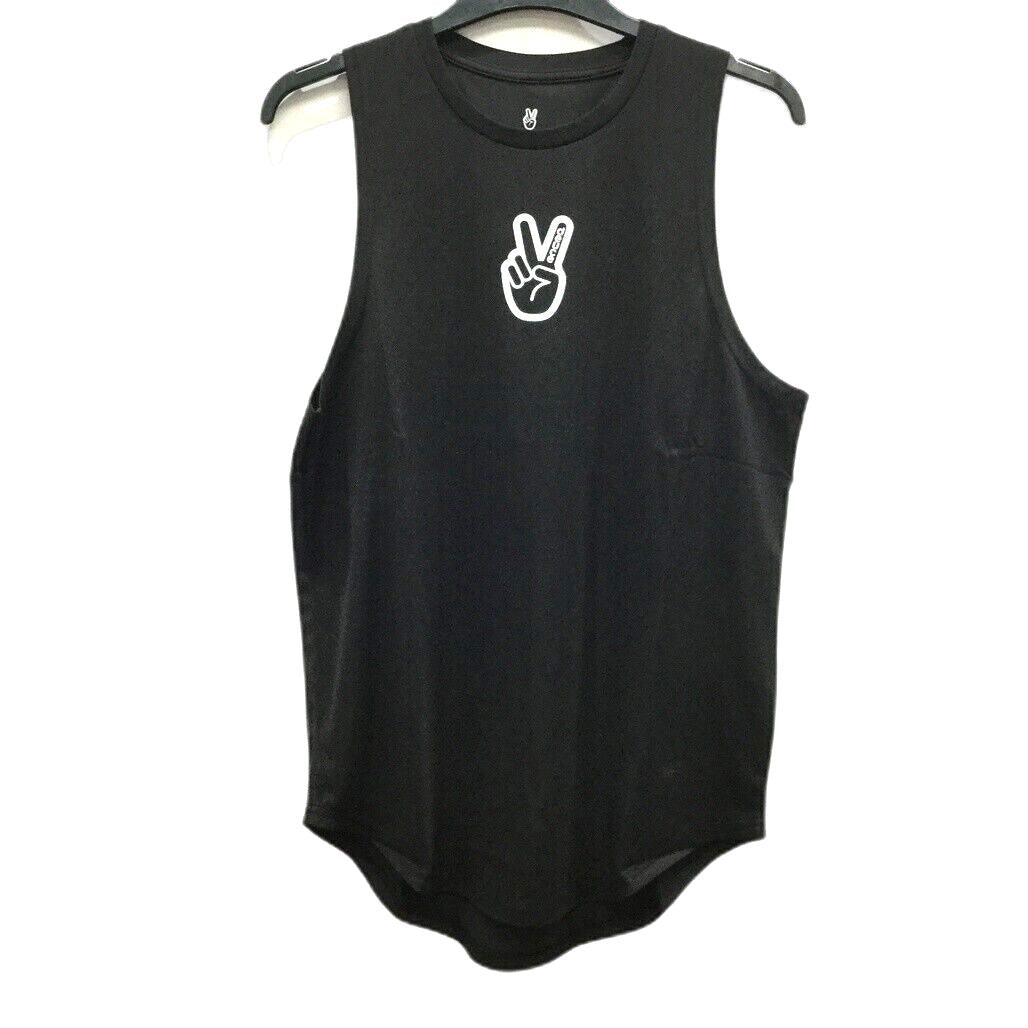 Deuce Premium Sportswear Black Singlet Peace Sign Design Mens Size Small NEW