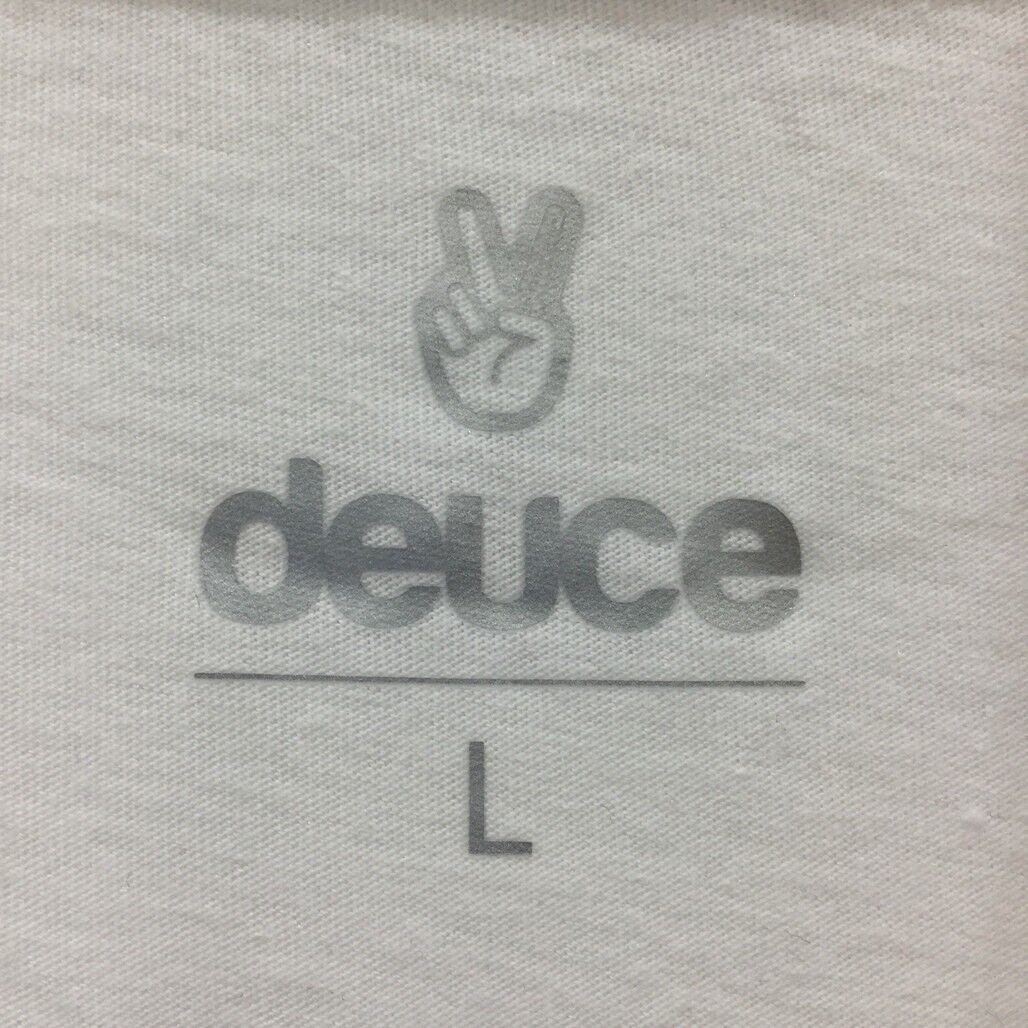 Deuce Premium Sportswear White T-Shirt Peace Sign Design Mens Size Large NEW