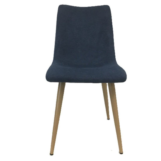 Ex-Display Velvet High Back Blue Modern Dining Kitchen Chair Wooden Legs NEW