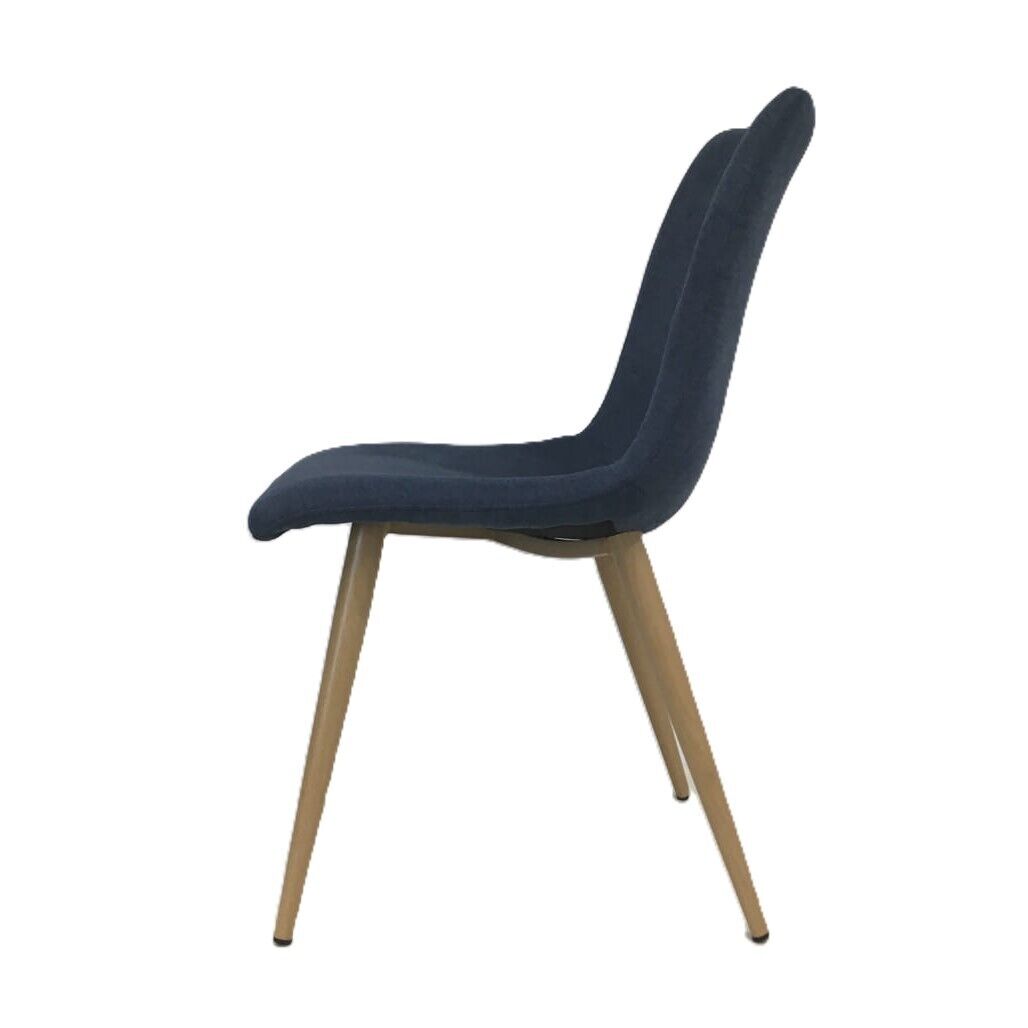 Ex-Display Velvet High Back Blue Modern Dining Kitchen Chair Wooden Legs NEW