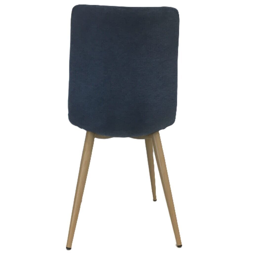 Ex-Display Velvet High Back Blue Modern Dining Kitchen Chair Wooden Legs NEW