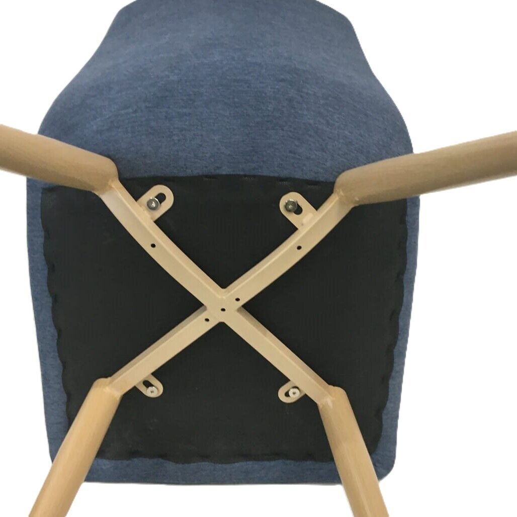 Ex-Display Velvet High Back Blue Modern Dining Kitchen Chair Wooden Legs NEW