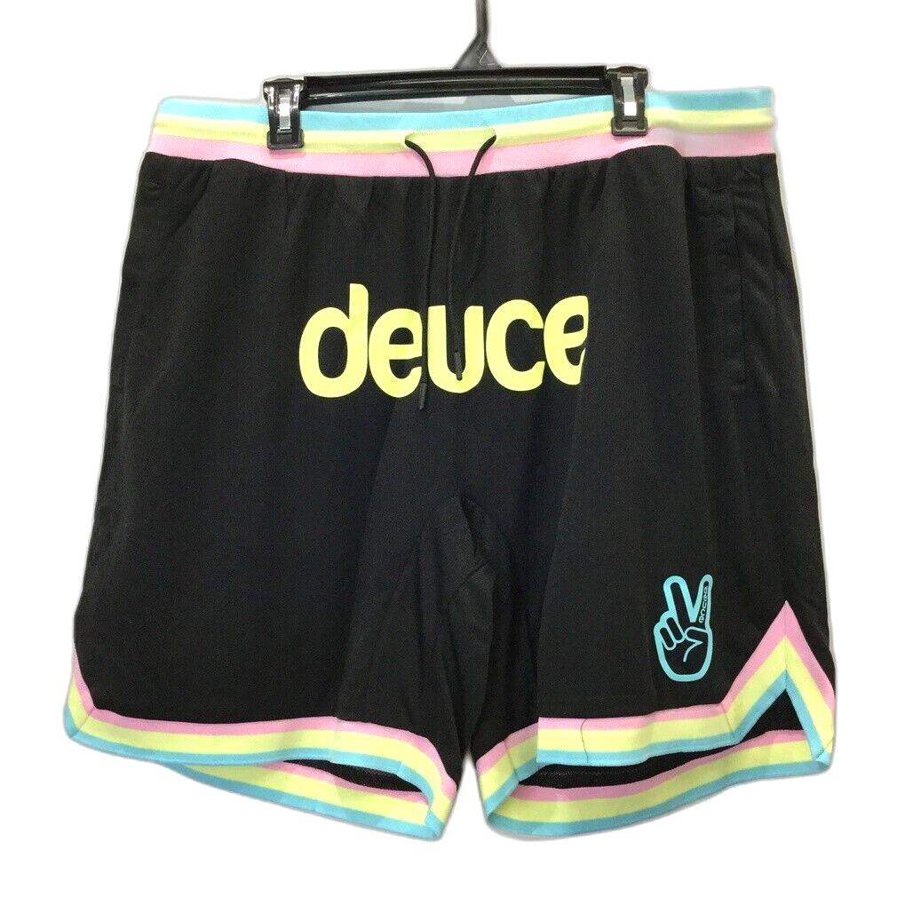 Deuce Sportswear Black, Pink, Blue & Yellow Basketball Shorts Mens Size 2XL NEW