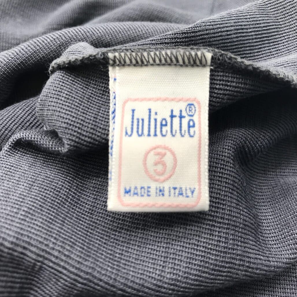 Juliette Italian-made Long-sleeve Bodysuit Top Dark Grey Size ITA 3 NEW